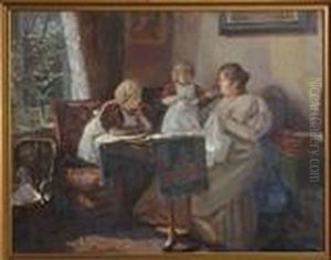 Mere Et Ses Deux Filles by Carl Christian Ferdinand Wentorf