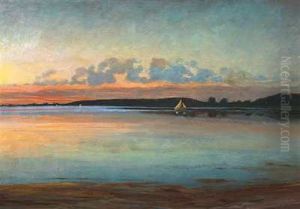 Solnedgangsstemning Over Havet by Carl Christian Ferdinand Wentorf