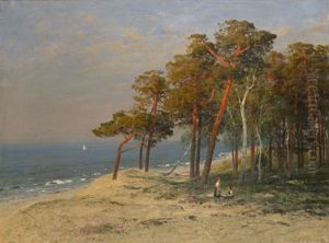 Nachmittag Auf Der Dune - Blick Auf Die Ostseekuste Auf Dem Darss by Julius Wentscher