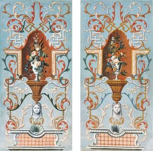 A Pair Arabesque Panels, Depicting Vases Of Flowers In Niches, Circa 1738 by Johann Friedrich Wentzel the Younger
