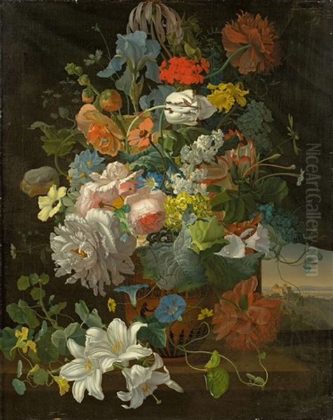Floral Still Life With View Of The Castel Gandolfo - view 1