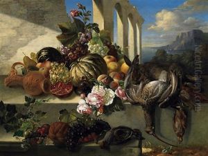 Jagdstilleben Vor Idealer Ligurischer Kustenlandschaft