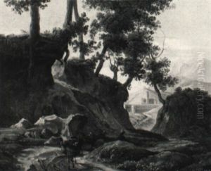 Hohlweg Bei Ariccia Mit Einem Eseltreiber