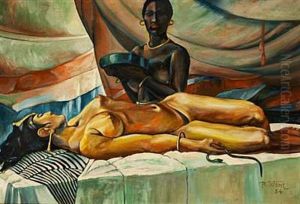 The Dying Cleopatra Lying With A Cobra Snake In Her Hand, A Mauer Is Standing By Her Side The Dying Cleopatra Lying With A Cobra Snake In Her Hand, A Mauer Is Standing By Her Side