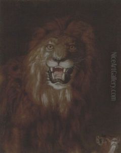 A Male Lion With A Young Impala by Peter Wenzel