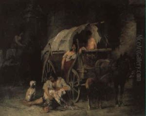 Ziegeunerfamilie Ved Deres Vogn by Adolf Werbel