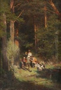 En Hvilepause Under Jakten by Oscar Arnold Wergeland