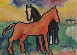 Twee Paarden by Hendrik Nicolaas Werkman