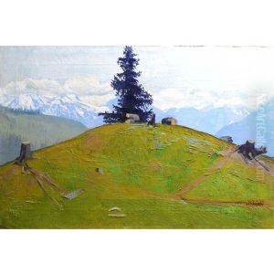 Walliser Berglandschaft Mit Nadelbaum