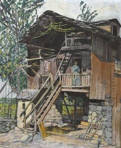 Walliser Bauernhaus Im Sommer by Ludwig Werlen