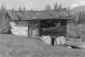 Hutte In Bergiger Landschaft