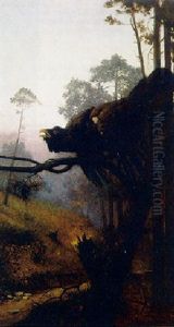 Balzender Auerhahn Im Morgendlichen Gegenlicht by Adolf Werner