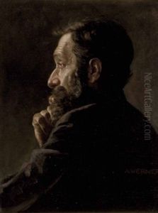 Mannerportrait In Nachdenklicher Haltung by Adolf Werner