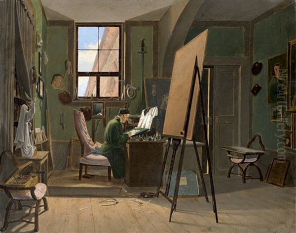 Der Maler Hans Veit Friedrich Schnorr Von Carolsfeld (1764-1841) In Seinem Atelier In Der Leipziger Kunstakademie In Der Pleisenburg - view 1