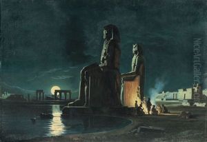 Memnonen In Der Thebaischen Ebene Bei Mondlicht by Carl Friedrich Heinrich Werner