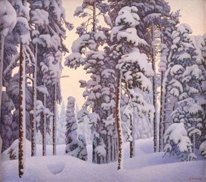 Snotyngt Vinterlandskap by Hilding Werner