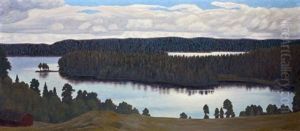 Paysage De Lac En Suede by Hilding Werner