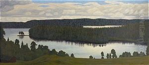 Skymningslandskap by Hilding Werner