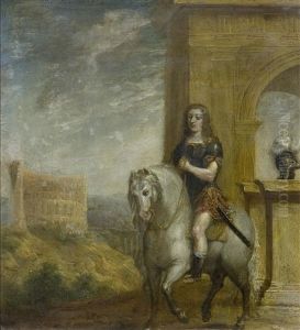 Louis Xiv As A Roman Emperor On Horseback In A Landscape