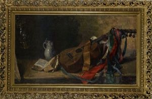 Stilleben Mit Gitarre, Buch Und Krug by Reinhold Werner