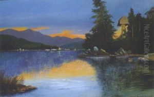 Abend In St. Gilgen, Motiv Am Hochzeitskreuz, Wolfgangsee by Heinrich Wertheim