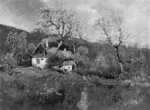 Landschaft Mit Bluhenden Apfelbaumen by Heinrich Wertheim