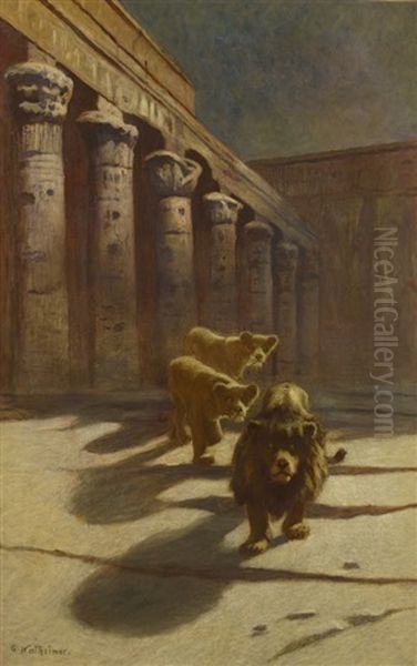 Lion Et Lionnes Dans Un Temple Egyptien - view 1