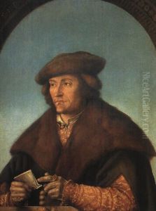 Bildnis Eines Mannes Mit Gemustertem Wams by Hans Wertinger