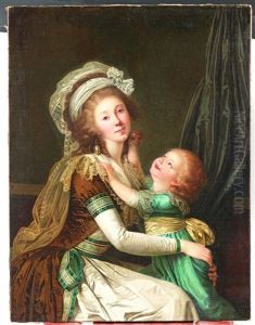 Portrait D'une Dame De Qualite Et De Son Fils by Adolf Ulrik Wertmuller