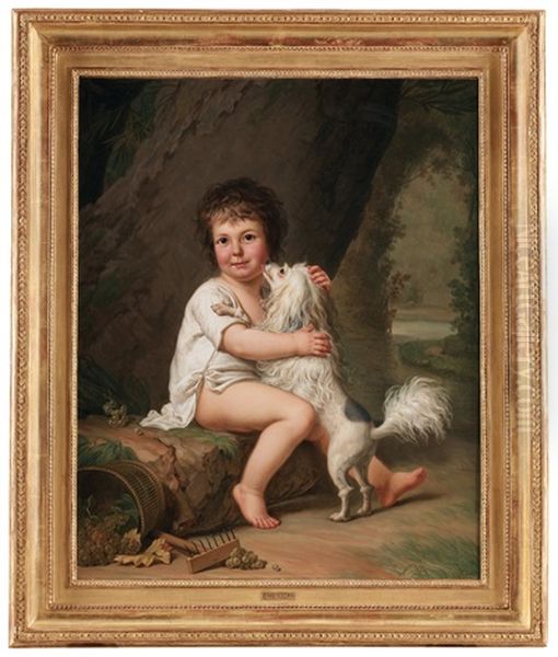 Portratt Av Den Unge Henri Bertholet-campan Med Hunden Aline - view 1