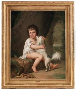 Portratt Av Den Unge Henri Bertholet-campan Med Hunden Aline Portratt Av Den Unge Henri Bertholet-campan Med Hunden Aline