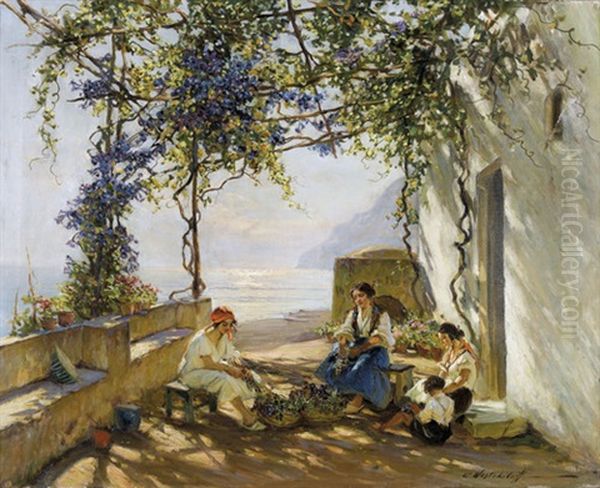 Frauen In Einer Glyzinien-pergola Auf Capri - view 1