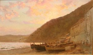 Sunset - Bay Of Alassio by Richard Whatley West