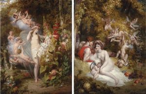 Flora Unveiled By Zephyrs (+ Vertumnus And Pomona; Pair) by Richard Westall