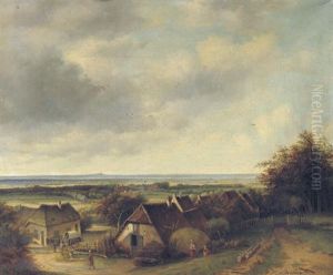 Farms In A Sweeping Summer Landscape by Pieter George Westenberg
