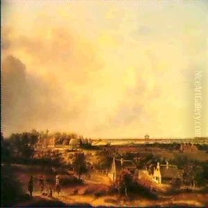 Figures In A Dutch Landscape by Pieter George Westenberg