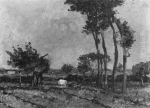 Baumbestandene Landschaft Mit Weidendem Vieh by Fritz Westendorp