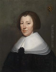 Bildnis Einer Alteren Dame, Oben Rechts Ihr Wappen