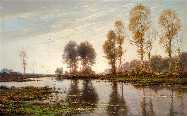 Herfstlandschap Met Berken Aan Een Ven - view 1