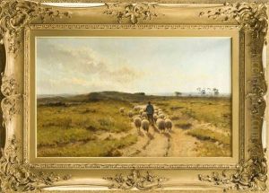 Hirte Mit Seiner Schafherde In Den Dunen by Cornelis Westerbeek Jr.