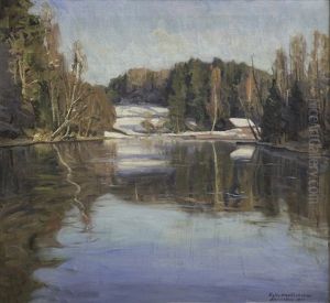 The First Ice Of Winter On The Svartan River, Aminnefors The First Ice Of Winter On The Svartan River, Aminnefors