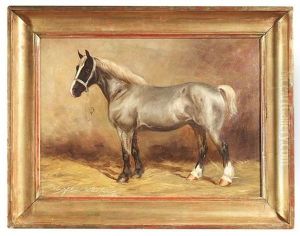 Bildnis Eines Grauschimmels Mit Weiser Blesse Im Stall (pair) by Wilhelm Westerop