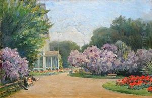 Park Med Blommor Och Manniskor Park Med Blommor Och Manniskor