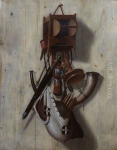 Trompe L'oeil Avec Les Attributs De La Chasse Au Faucon