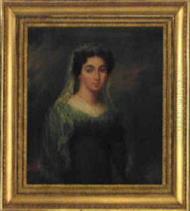 Portratt Forestallande Friherrinnan Margarete Nordenskiold, Fodd Lindsay,  Ikladd Gron Klanning Och Spetsflor