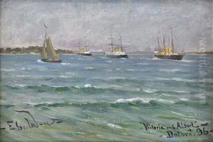 Victoria And Albert - Jungfrufjarden Vid Dalaro Med Saltholmen I Bakgrunden by Edvard (Edouard) Westman