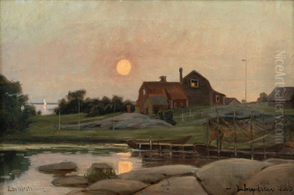 Summer Moon Over The Fishermans Hut - view 1