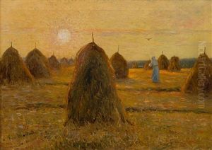 Sunset Over The Field by Edvard (Edouard) Westman