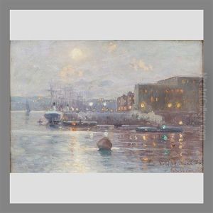 Stockholm By Night by Edvard (Edouard) Westman