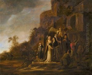 Der Abschied Des Jungen Tobias Und Seiner Frau Sara Von Deren Eltern by Jacob Willemsz de Wet the Elder
